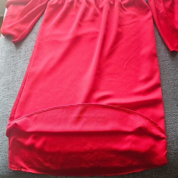 Tyche Boho red Off On shoulder Stretch festive Holiday Christmas sexy Shirt  S - Picture 6 of 6